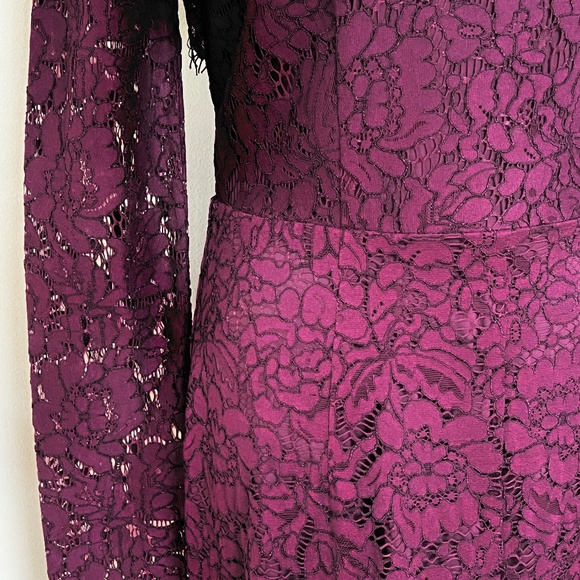 Rachel Zoe Angie Fig Purple Lace Open Back Long Sleeve Gown Dress - Picture 16 of 16